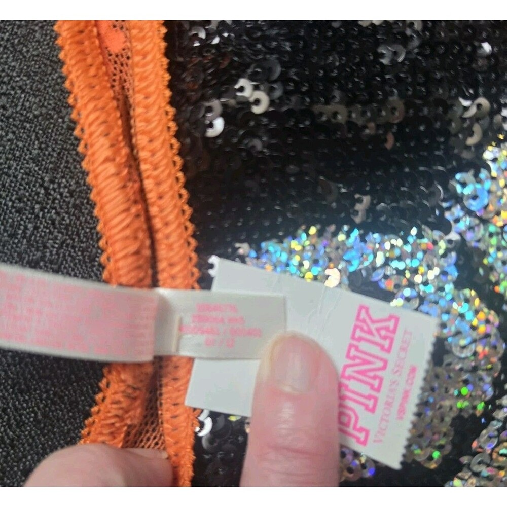 VTG Y2K Victorias Secret Pink Low Rise Hipster Halloween Sequin Skull Panty RARE - Picture 7 of 7